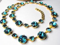 Indicolite Blue Crystal Collet Necklace Anna Wintour Jewelry Choker