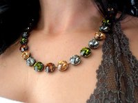 Olivine Rivoli Crystal Necklace, Cup chain Choker, Women Jewelry, Antique Bronze 1122 12mm, Birthday Gift