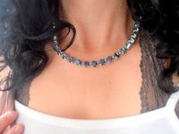 Sahara Blue Tennis Graduate Necklace,Tennis Choker, Cup chain Jewelry 8mm, Silver Jewelry, Girls Birthday Gift