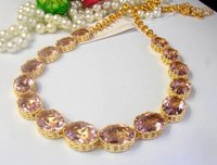 Riviere Amethyst Crystal Necklace in Gold, Filigree Art Deco Collet, Statement Georgian Jewelry, Women Birthday Gift