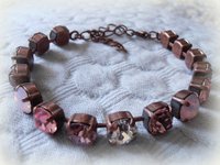 Rose Multicolor Crystal Tennis Copper Bracelet 8mm, Antique Cup chain Jewelry, Birthday Gift For Her