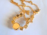 Clear Crystal Horseshoe Long Pendant, Gold Jewelry, Chatons Charm Chain Necklace 