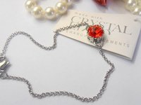 Chain Anklet Bracelet / Art Deco Hyacinth Crystal Anklet / Body Jewelry / Summer bracelet / Sandal Charm / Orange Foot Jewelry