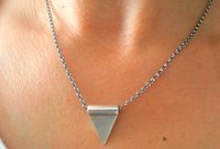 Triangle Necklace, Pendant, Stainless Steel Chain, Pyramid, Dainty, Minimalist, Delicate, Boho, Antique Silver, Charm, Fashion Necklace