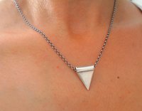 Triangle Necklace, Pendant, Stainless Steel Chain, Pyramid, Dainty, Minimalist, Delicate, Boho, Antique Silver, Charm, Fashion Necklace