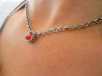 Dainty Crystal Pendant Necklace, Art Deco Necklace Stainless Steel Chain, Filigree Setting