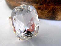 Clear Crystal 925 Sterling Silver Adjustable Ring, Classical Baguette 18x13mm Crystal, Fine Jewelry for gift