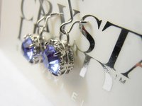 Tanzanite Threader Filigree Earrings / Long Dangle & Drop / Art Deco Women Jewelry / Blue Crystal Threads / Birthday Gift