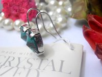 Green Emerald Crystal Drop Earrings in Platinum