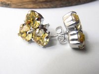 Flower Stud Earrings / Dainty Post Pierced Earrings / Jonquil Yellow Cluster earrings / Gift for her / Birthday Present