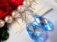 Aquamarine Blue Bridal Earrings / Wedding Jewelry / Tear Drop Earrings / 925 Sterling Silver Hook / Bridesmaid gift