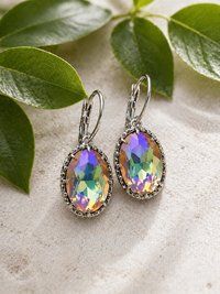 Iridescent Crystal Pendant Necklace, Women Jewelry 