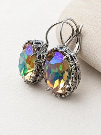 Iridescent Crystal Pendant Necklace, Women Jewelry 