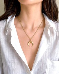 Horn Charm Pendant | Gold Sterling Silver Chain | Minimalist Jewelry