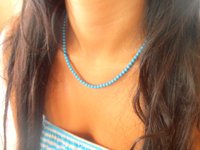 Turquoise Blue Beads Gemstone Necklace Beach Jewelry Dainty Boho Stone Choker for Summer Birthday Gift for Girlfriend