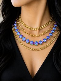 Layered Crystal Necklace with Crystal Charms | Layering Statement Necklace