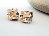 Antique Bronze Crystal Stud Earrings | Swarovski Vintage Wedding Jewelry