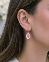 Pink Aurora Borealis Teardrop Earrings Gold Swarovski crystal Earring Set for the Summer Holidays