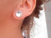 Clear Dome Earrings 2072 / Rose Cut Pierced Post Jewelry / Surgical steel Studs / Birthady Gift Jewellery