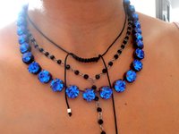 Sapphire Birthstone Crystal Collet Necklace, Georgian Blue Choker, Antique Copper Jewelry,Tennis SS45 Cup Chain, Women Gifts