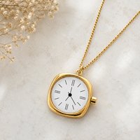 Stainless steel watch charm pendant necklace, mid century moderm style '50s