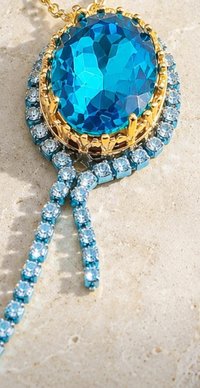 Blue Swarovski Crystal Oval Pendant Necklace | Statement Jewelry