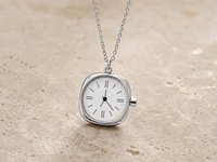 Watch Charm Pendant | Stainless Steel Long Chain Clock Necklace