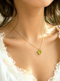 Heart Pendant Necklace | Citrus Swarovski Crystal | Stainless Steel Jewelry