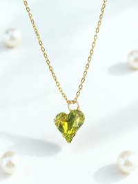 Heart Pendant Necklace | Citrus Swarovski Crystal | Stainless Steel Jewelry