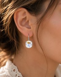 Square Leverback Earrings | Swarovski Crystals Dangle Earring Set | Bridal Gift