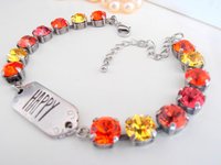 Hyacinth Orange Wish Charm Tennis Bracelet, Friendship Jewelry, Antique Silver Cup chain 8mm