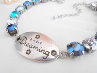 Blue Multi-colors Wish Charm Tennis Bracelet 8mm, Antique Friendship Jewelry, Cup chain, Girl Birthday Gift