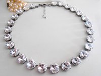 Anna Wintour Double Strand Clear Crystal Rivoli Necklace in Silver