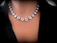 Anna Wintour Double Strand Clear Crystal Rivoli Necklace in Silver