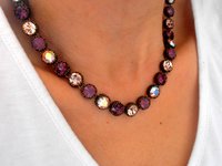 Amethyst Multi colors Bronze Filigree Necklace, Mother's Day gift, Antique Jewelry, Girlfriend Birthday gift