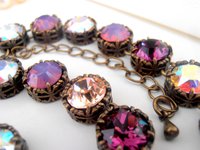 Amethyst Multi colors Bronze Filigree Necklace, Mother's Day gift, Antique Jewelry, Girlfriend Birthday gift