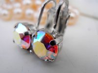 Clip on Earrings / Crystal Earring Clips /  Non pierced Aurora Borealis Clip Earrings for girls / Wedding / Bridal Studs