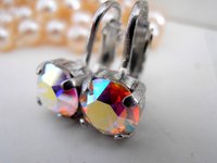 Clip on Earrings / Crystal Earring Clips /  Non pierced Aurora Borealis Clip Earrings for girls / Wedding / Bridal Studs