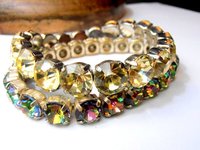 Jonquil Yellow Stretch Bracelet / Sew on Crystal Cuff / 8mm Silver Setting / Gift For her / Women Fashion Accessories