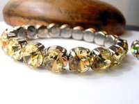 Jonquil Yellow Stretch Bracelet / Sew on Crystal Cuff / 8mm Silver Setting / Gift For her / Women Fashion Accessories