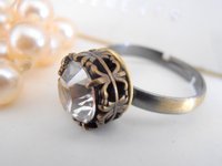 Silver Shade Adjustable Bronze Ring / Art Deco Filigree / Wedding Jewelry /  Antique Bronze / Birthday Gift