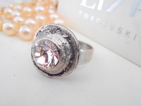 Silk Crystal Adjustable Gothic Ring, Bohemian Antique Silver Jewelry, Girl Birthday, Fashion Accessories