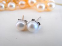 White Freshwater Pearl Bridal Earrings / Dainty Wedding Bridesmaids Gift / 925 Sterling Silver Pierced Post Studs / Birthday Gift