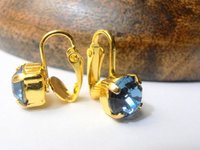 Clip on Stud Earrings, Denim Blue Girls Non Pierced Earrings, Bridal Clip on Post