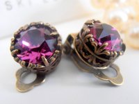 Amethyst Clip On Earrings | Non Pierced Stud Earrings