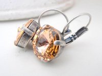 Peach Crystal Rivoli Dangle Earrings | Gift for Girlfriend