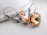 Peach Crystal Rivoli Dangle Earrings | Gift for Girlfriend