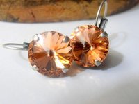 Peach Crystal Rivoli Dangle Earrings | Gift for Girlfriend