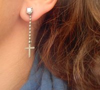 Long Chain Cross Goth Earrings