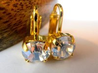 Moonlight Clip on Earrings, Non Pierced Earrings for girls, Crystal Ear Clips, Gold plated, Wedding, Bridal,